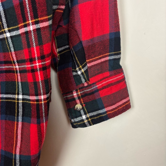 Old Navy Women’s the Boyfriend Red Plaid Flannel L Cabincore Holiday - Picture 7 of 14